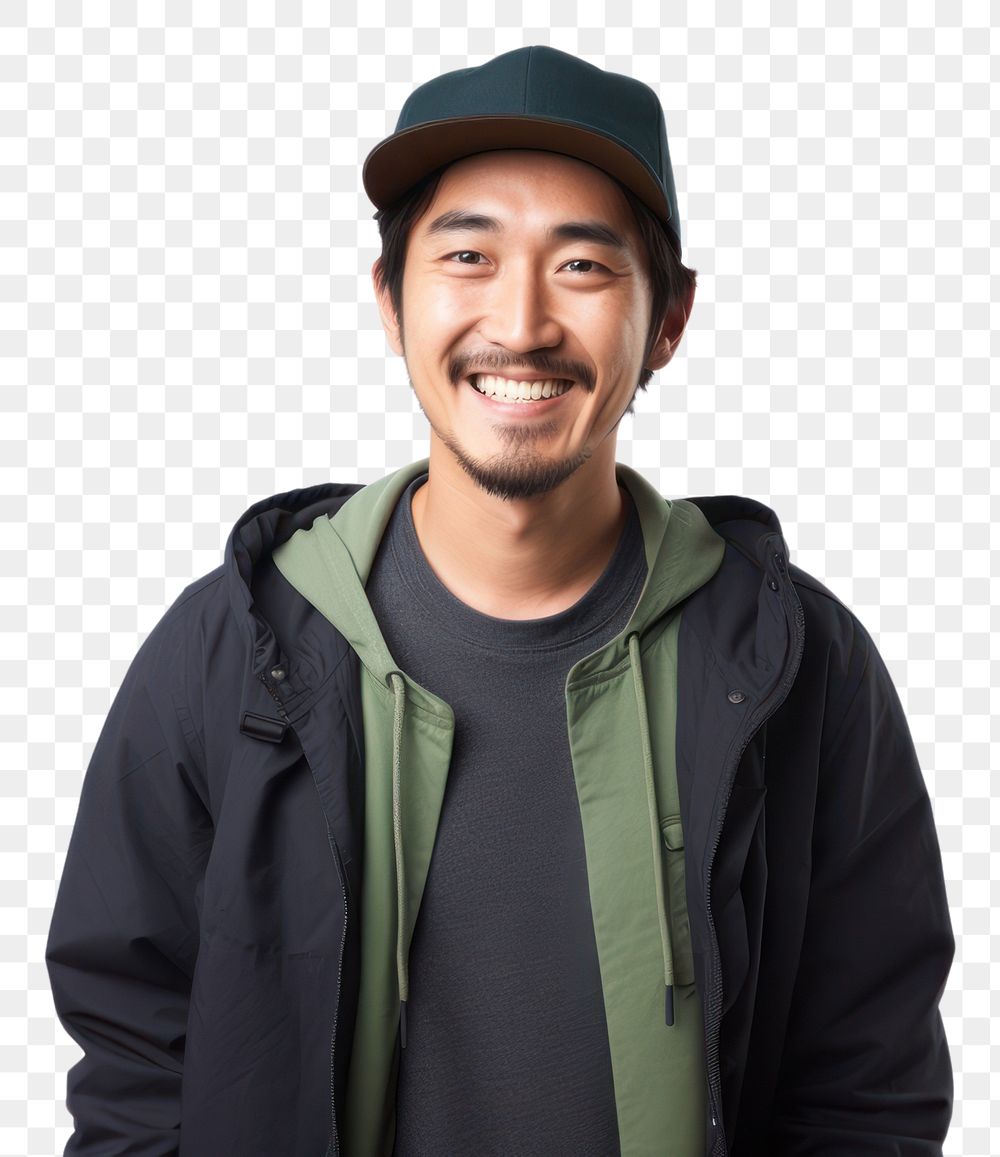 PNG Man cap portrait smiling. AI generated Image by rawpixel.