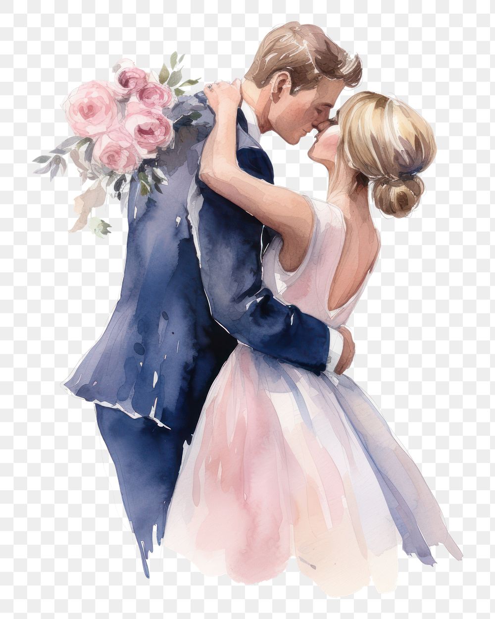 PNG  Wedding kissing flower dress. AI generated Image by rawpixel.