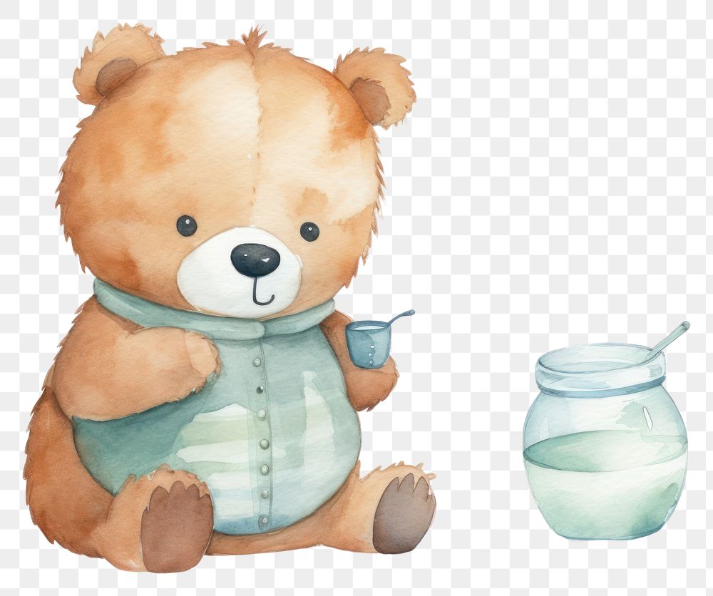 PNG Cartoon drink cute bear. 