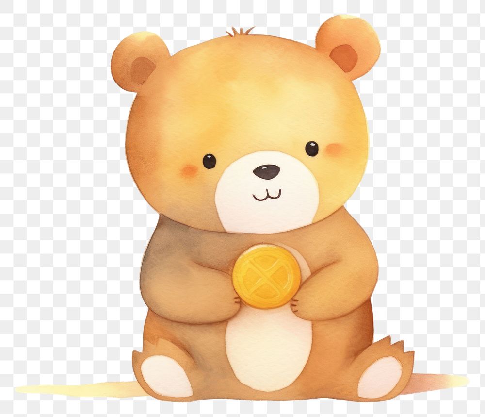 PNG Cute Bear holding big gold coin bear cartoon mammal. AI generated Image by rawpixel.