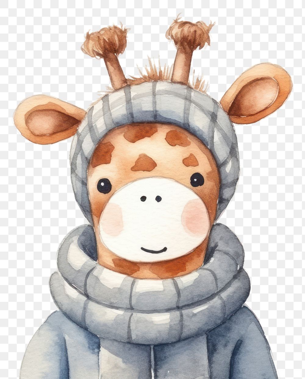 PNG Giraffe wearing a winter coat portrait drawing cartoon. AI generated Image by rawpixel.