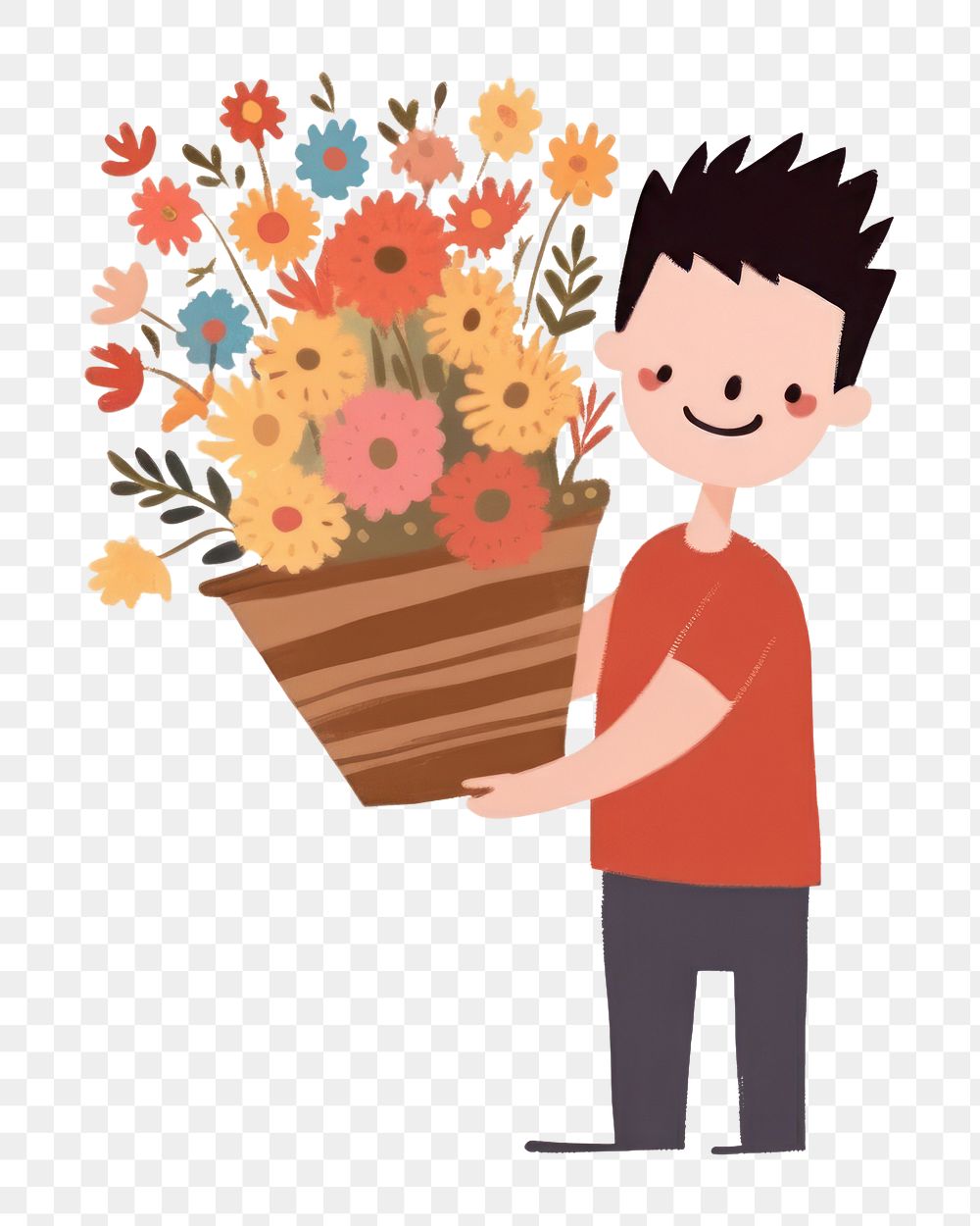 PNG  Carrying flower plant illustrated. AI generated Image by rawpixel.