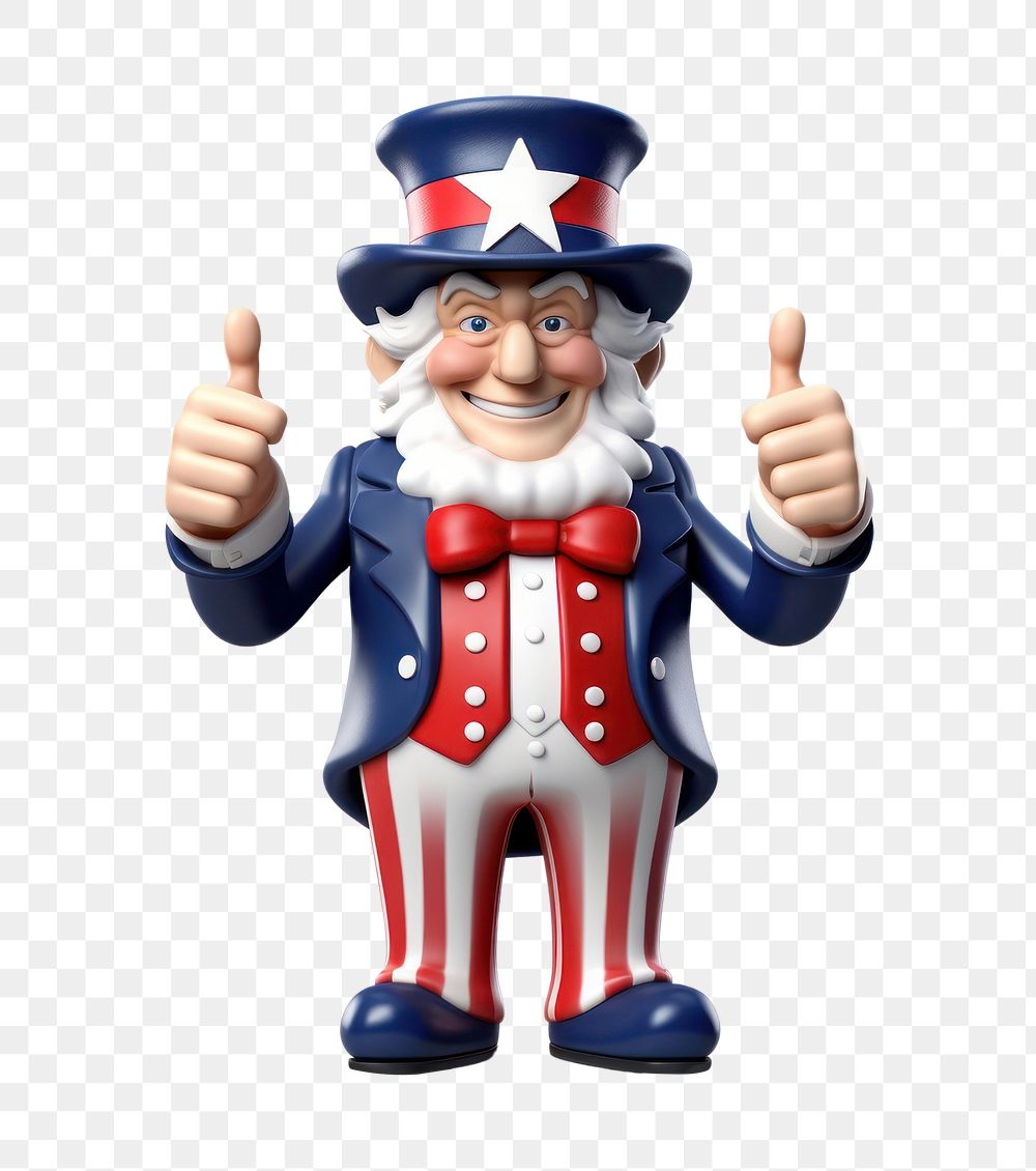PNG 3d illustration mascot Uncle Sam figurine. AI generated Image by rawpixel.