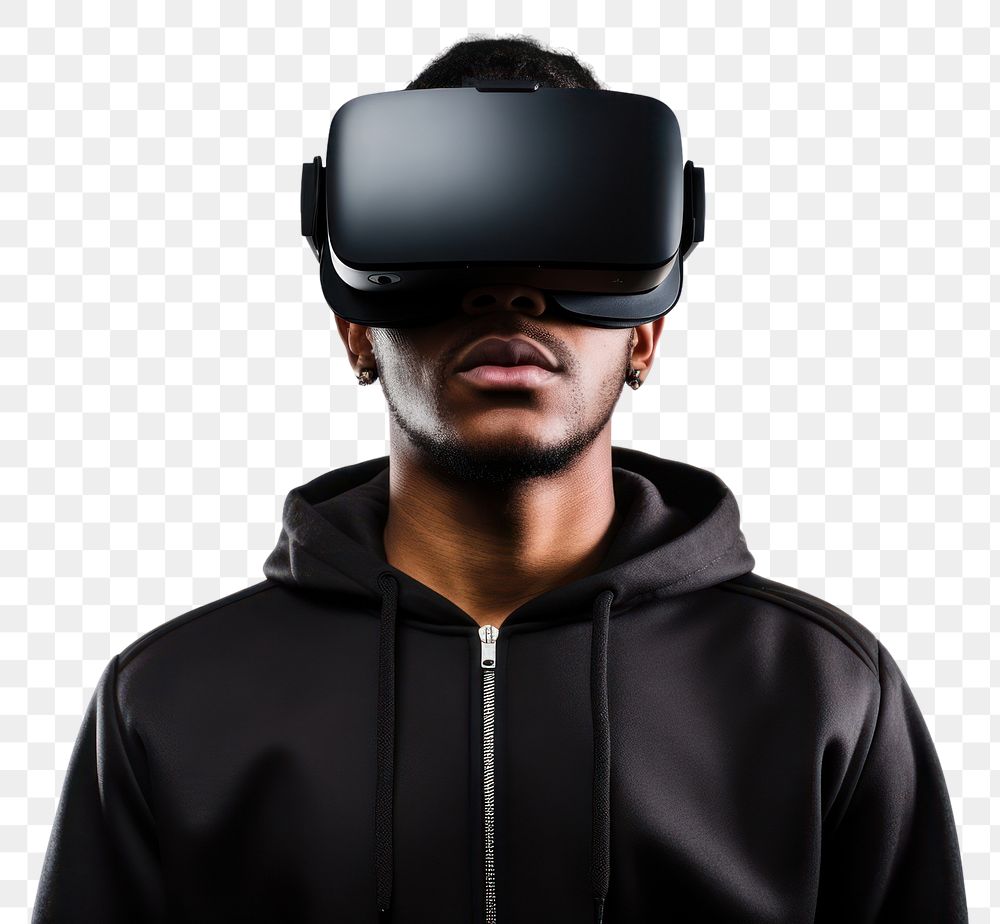 PNG A person wearing a vr headset portrait photo white background. AI generated Image by rawpixel.
