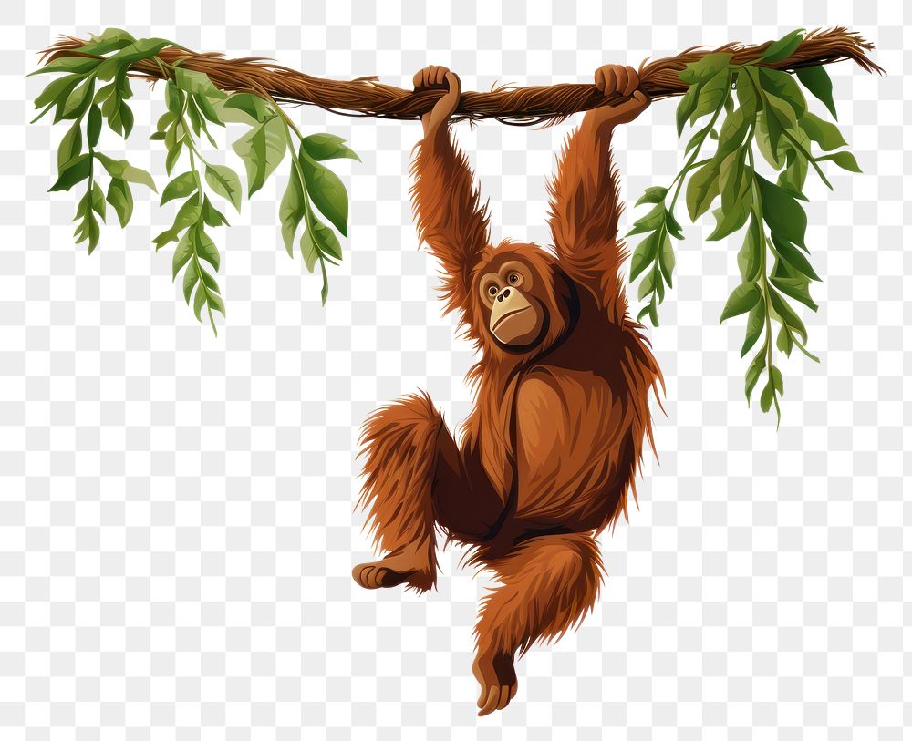 PNG Orangutan orangutan wildlife hanging. AI generated Image by rawpixel.