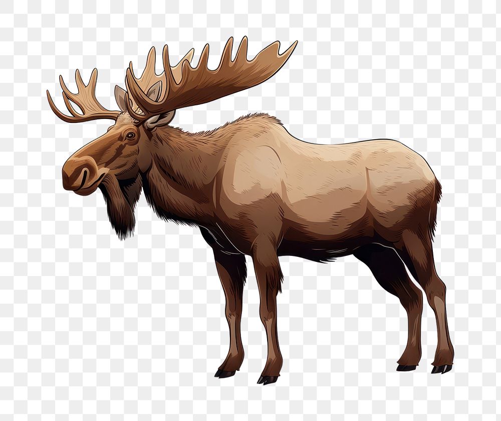 PNG Moose wildlife standing drawing. AI generated Image by rawpixel.