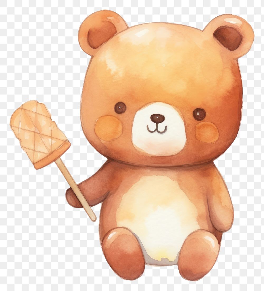 PNG Bear lick popsicle cartoon cute toy. AI generated Image by rawpixel.