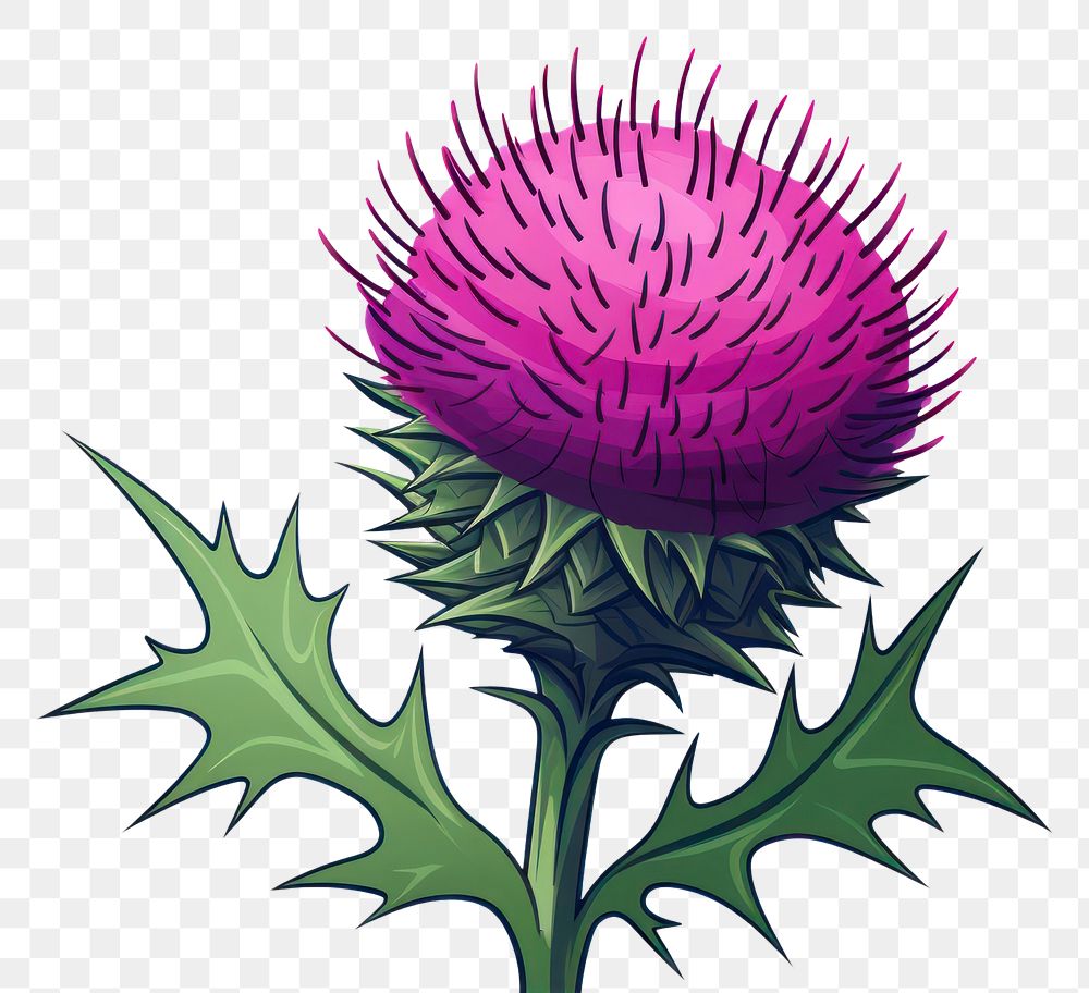 PNG Thistle flower plant white background. AI generated Image by rawpixel.