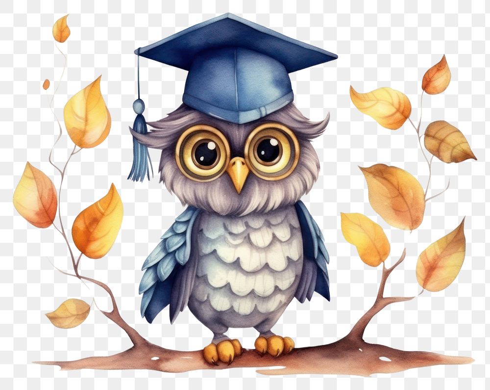 PNG Clever owl graduation drawing sketch. AI generated Image by rawpixel.