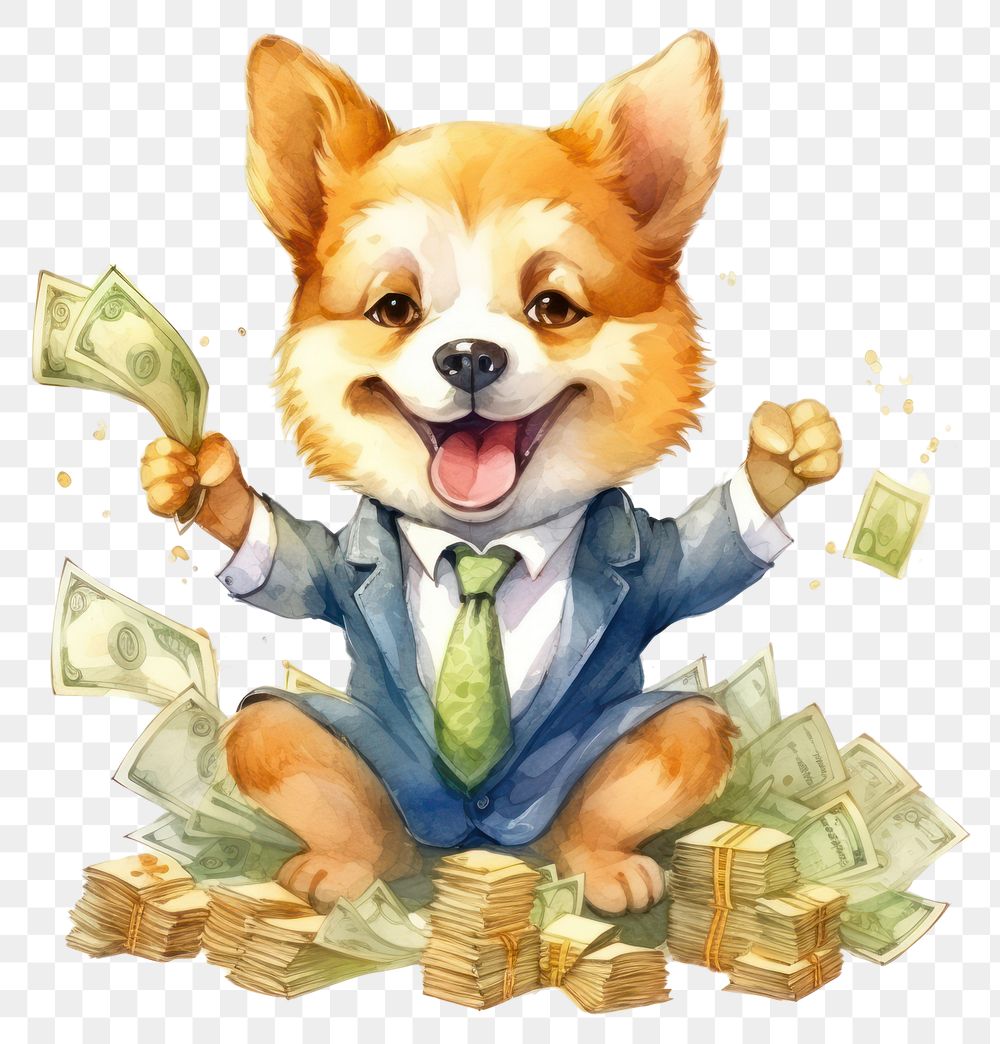 PNG Success dog animal money accessories. AI generated Image by rawpixel.