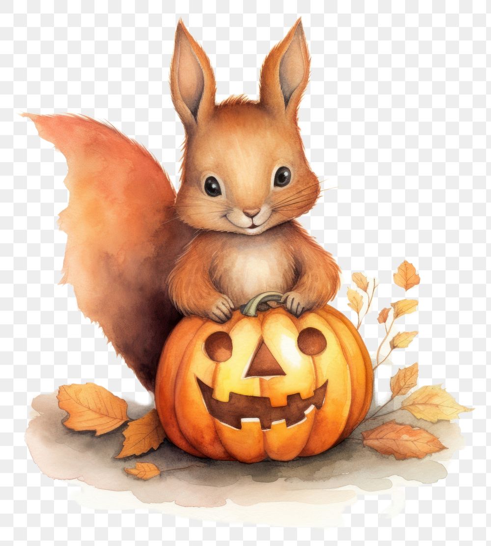 PNG Red squirrel animal pumpkin rodent. AI generated Image by rawpixel.