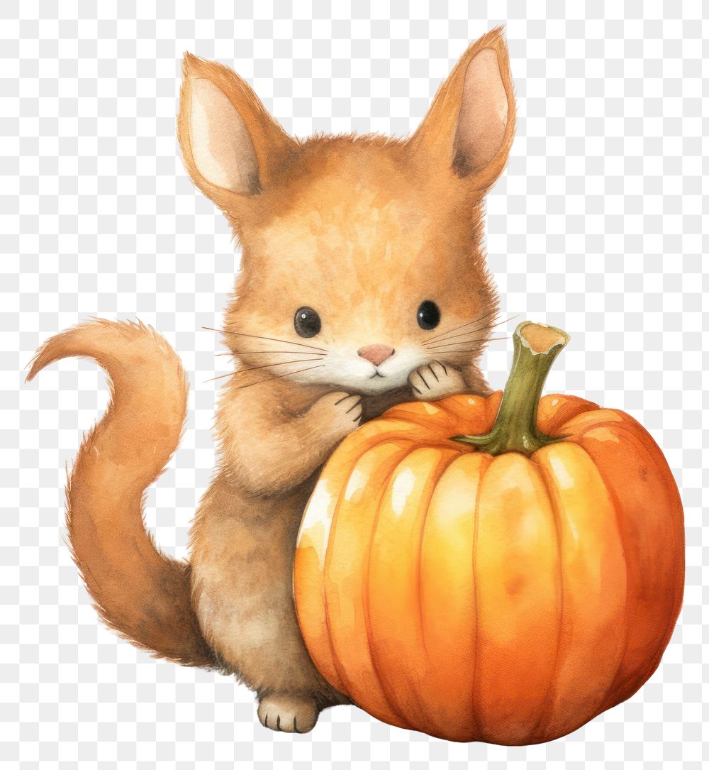 PNG Red squirrel pumpkin animal vegetable. AI generated Image by rawpixel.