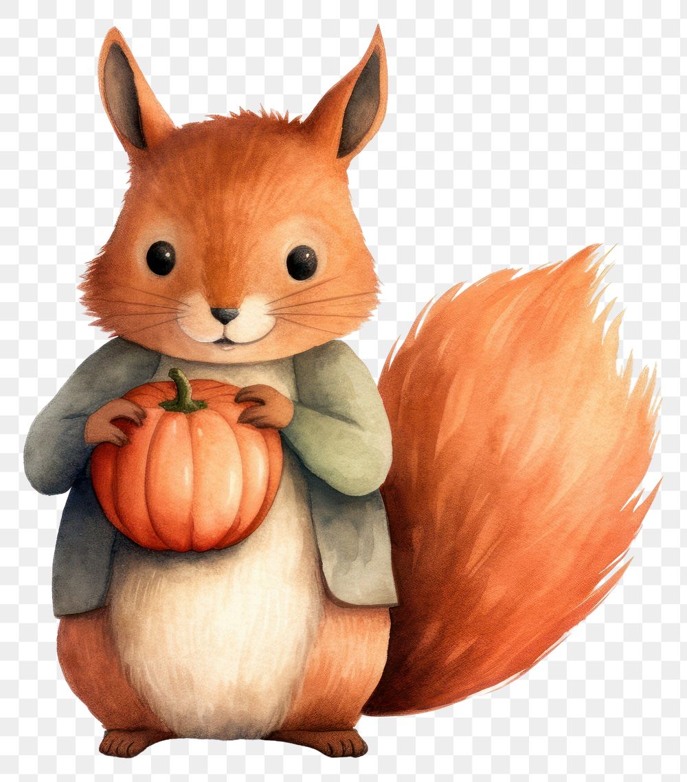 PNG Red squirrel animal pumpkin rodent. AI generated Image by rawpixel.