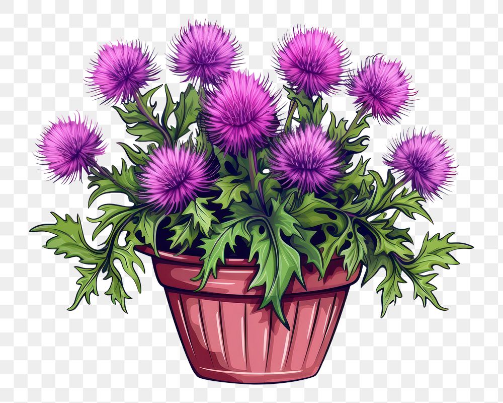 PNG Thistle flower purple plant. AI generated Image by rawpixel.