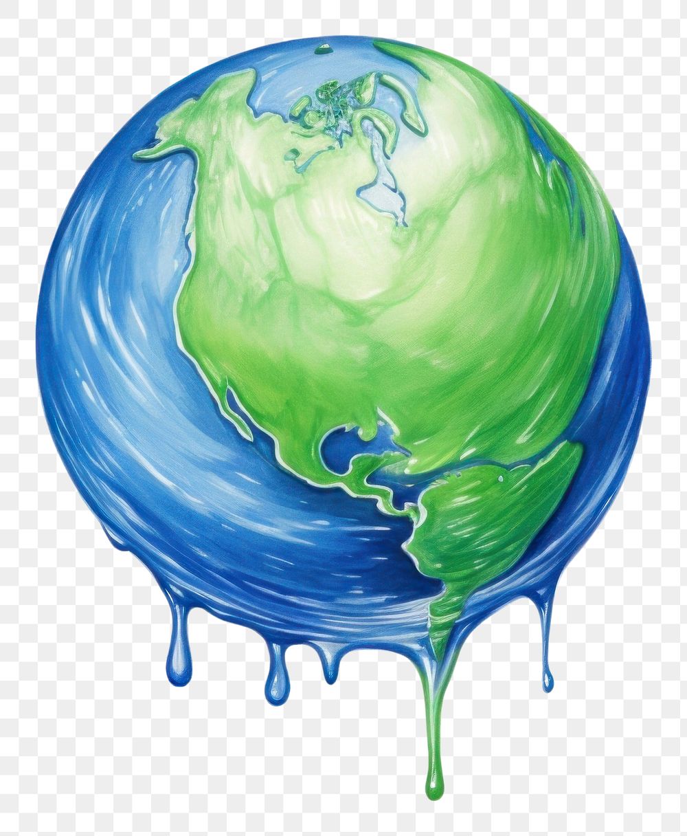 PNG Melting globe planet blue creativity. AI generated Image by rawpixel.