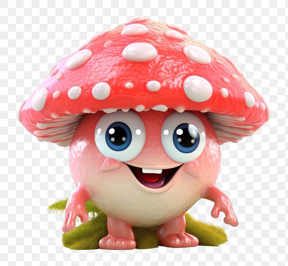 PNG Mushroom monster cute toy white background. AI generated Image by rawpixel.