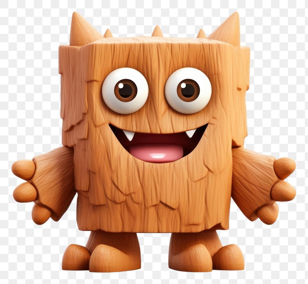 PNG Wood monster cute toy white background. AI generated Image by rawpixel.