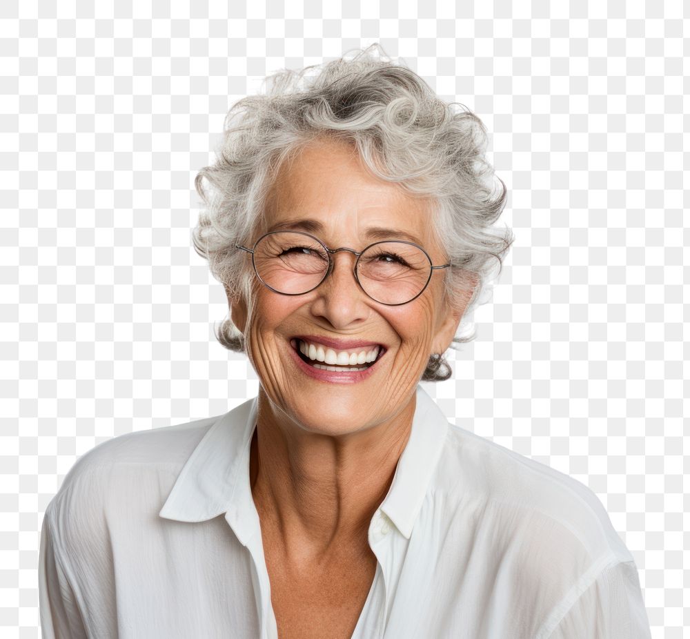 PNG Woman smiling portrait laughing glasses. AI generated Image by rawpixel.