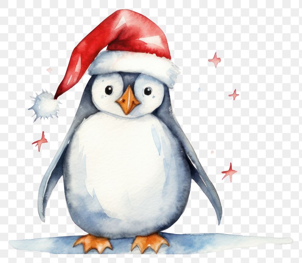 PNG Penguin wearing christmas hat animal winter bird. AI generated Image by rawpixel.