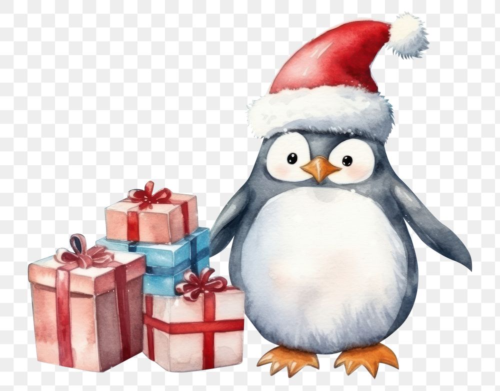 PNG Penguin christmas winter snow bird. 