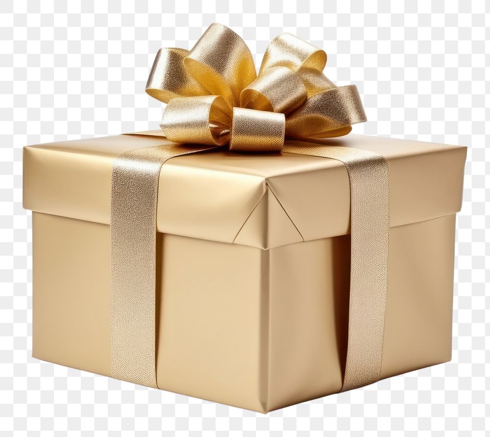 PNG  Gift box gold . AI generated Image by rawpixel.