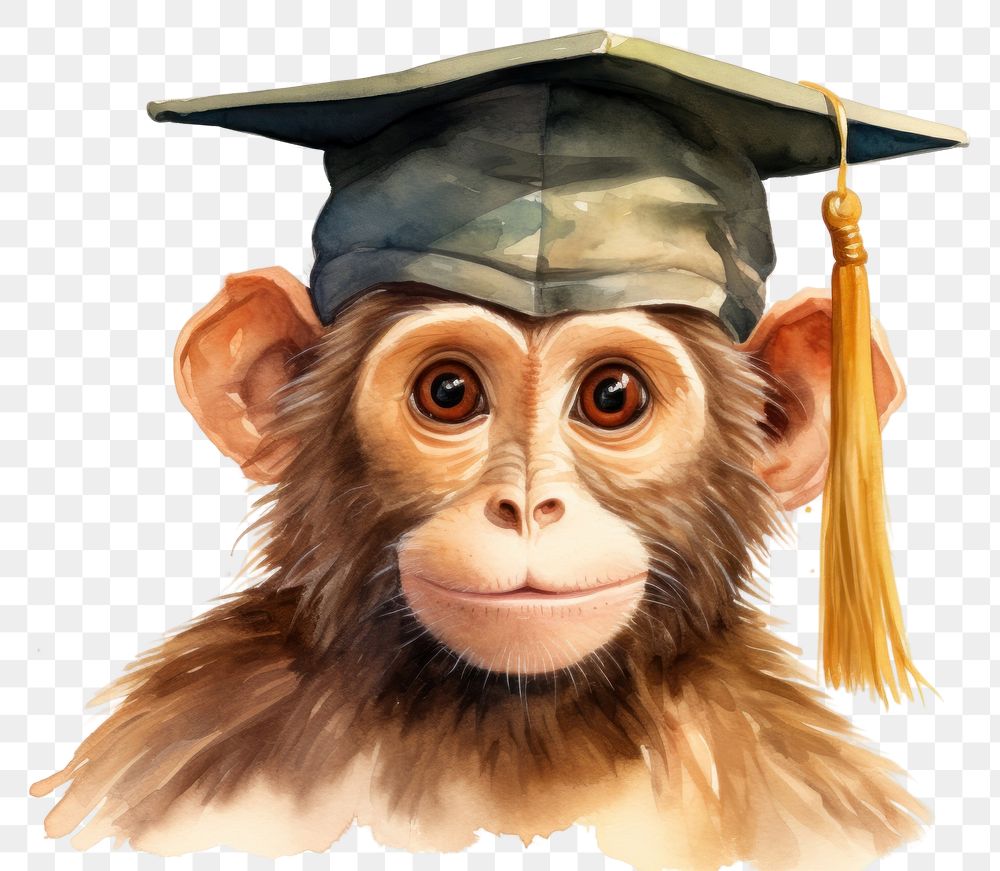 PNG Monkey student animal wildlife portrait. AI generated Image by rawpixel.