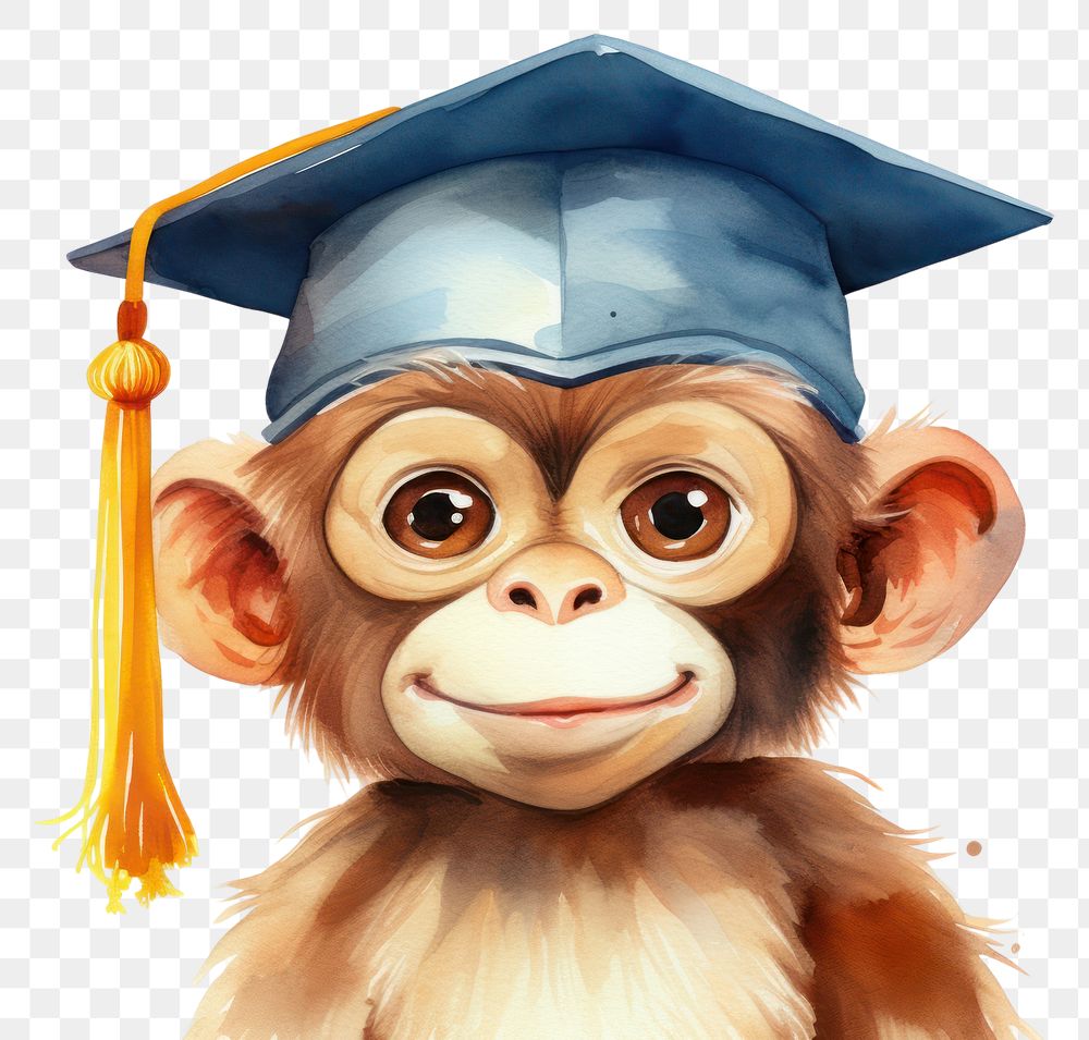 PNG Monkey student animal portrait mammal. AI generated Image by rawpixel.