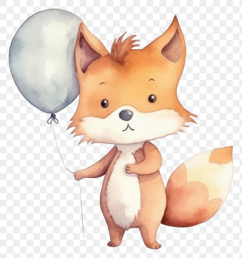 PNG Baby fox characters hold balloon animal cartoon mammal. AI generated Image by rawpixel.