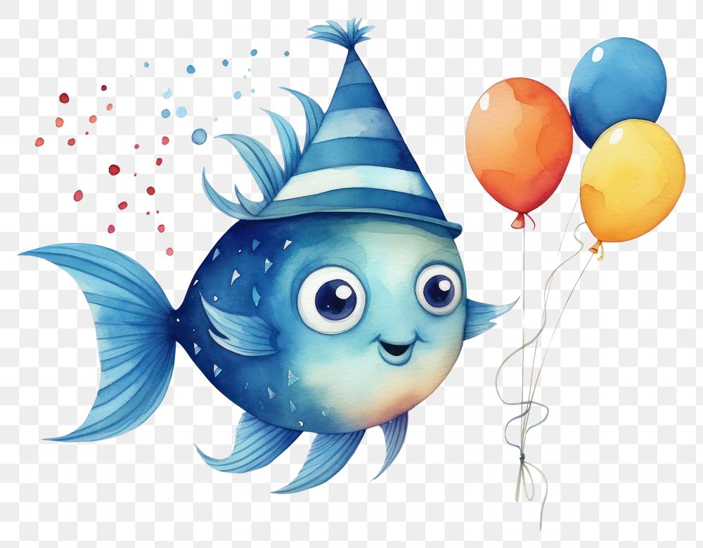 PNG Globefish wearing party costume balloon animal celebration. AI generated Image by rawpixel.