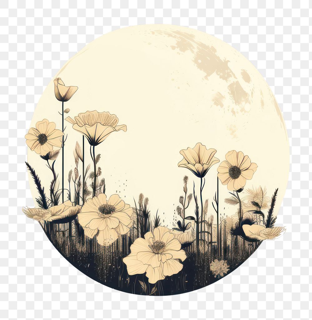 PNG  Flower moon outdoors graphics. AI generated Image by rawpixel.