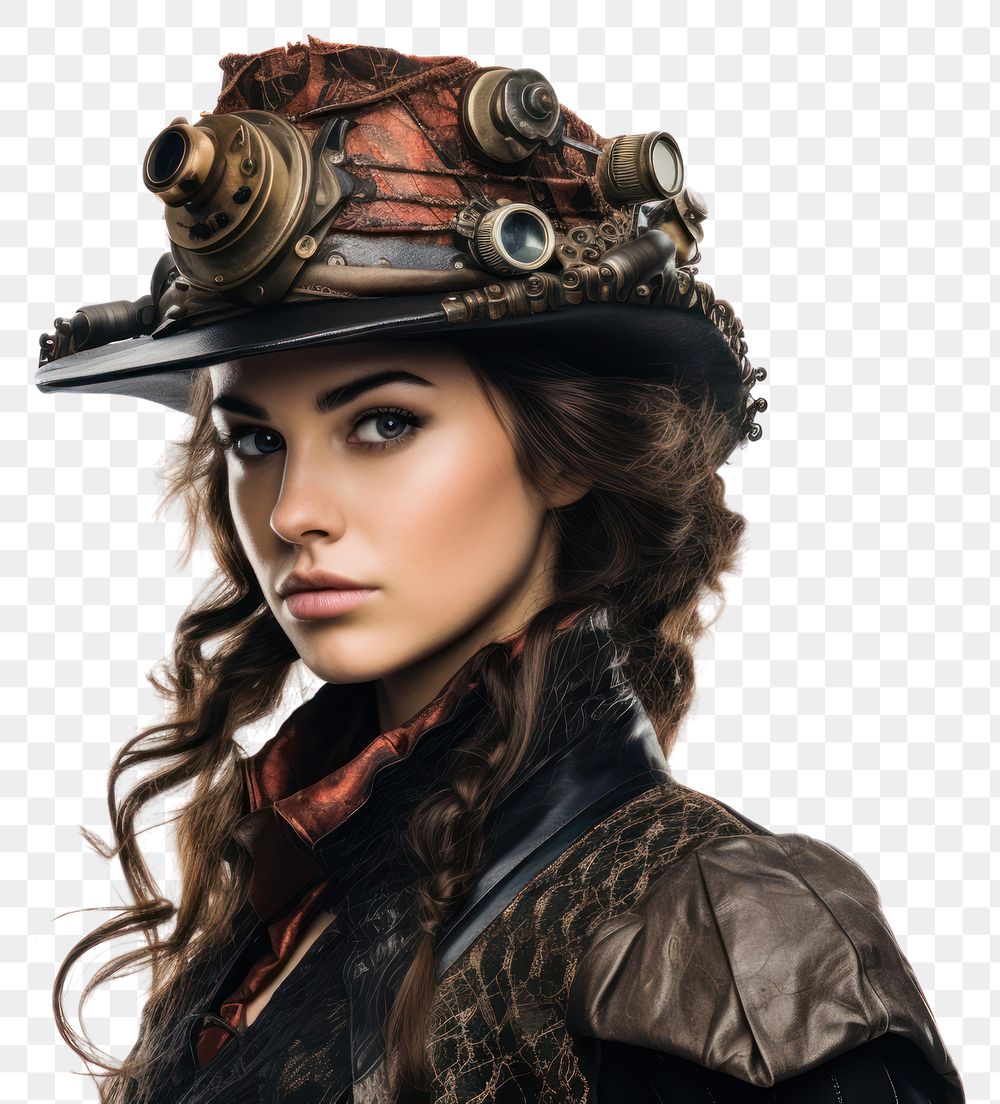 PNG Steampunk costume portrait adult woman. AI generated Image by rawpixel.
