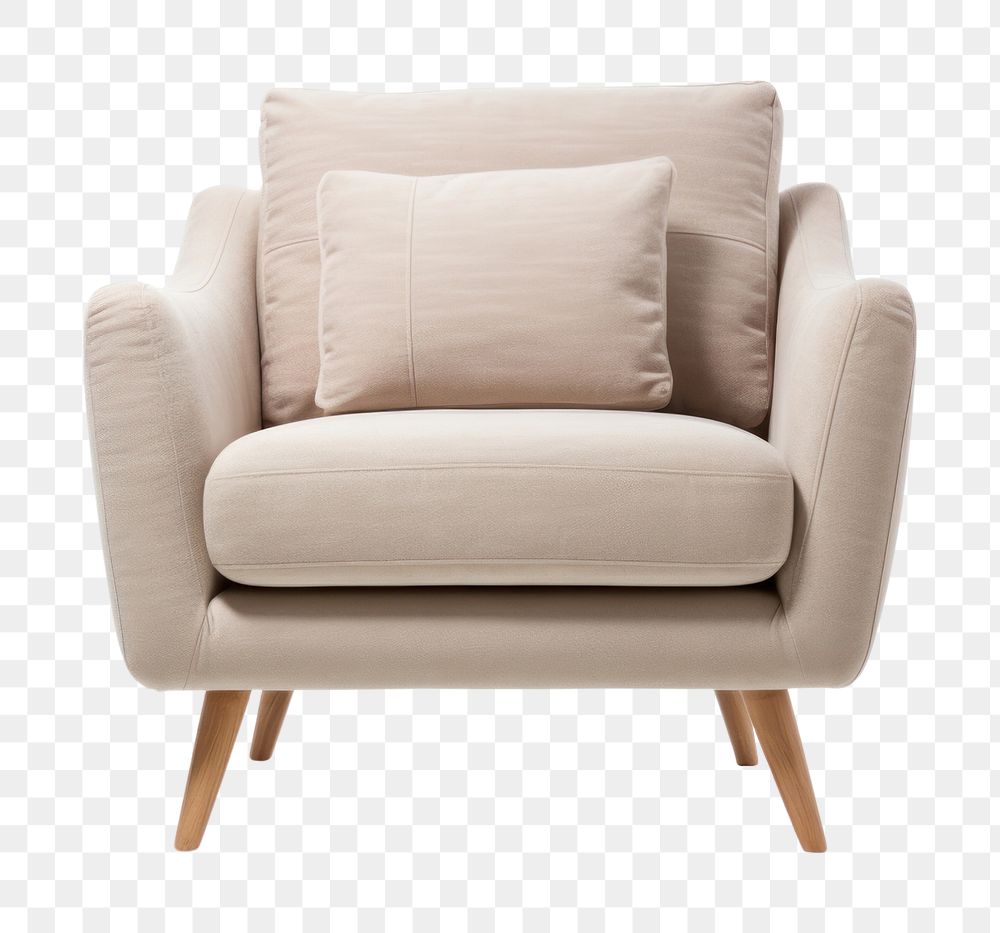 PNG  Modern long beige chair furniture armchair cushion. AI generated Image by rawpixel.
