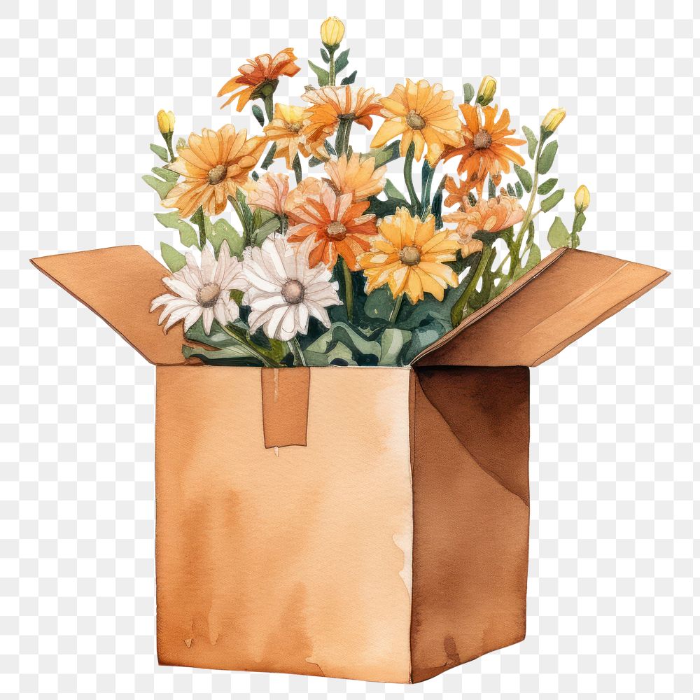 PNG Flower box cardboard paper. AI generated Image by rawpixel.