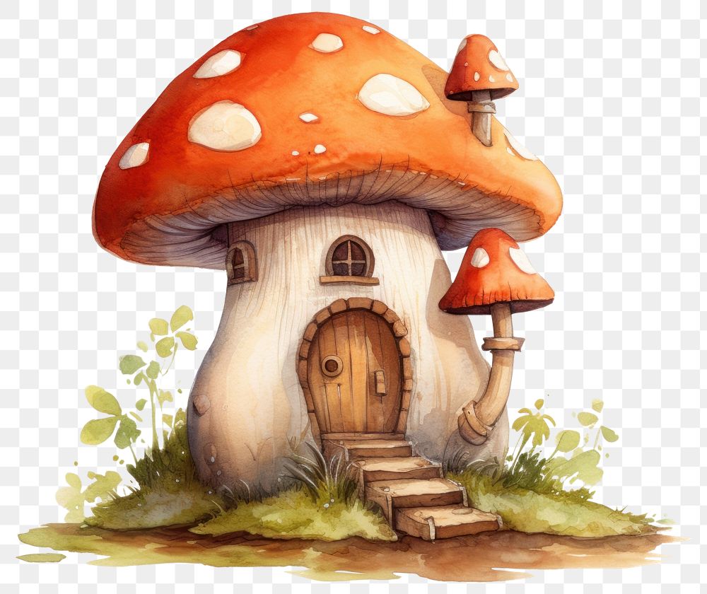 PNG A mushroom house cartoon agaric fungus. AI generated Image by rawpixel.