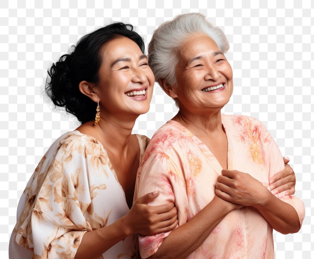 PNG  Old native women using skincare cream laughing adult togetherness. AI generated Image by rawpixel.