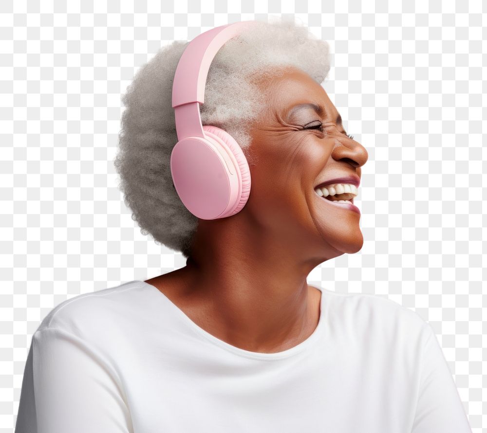 PNG  Headphones listening headset adult. AI generated Image by rawpixel.