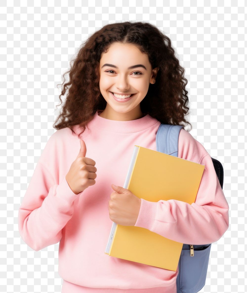 College student png young woman holding books, transparent background AI generated Image by rawpixel