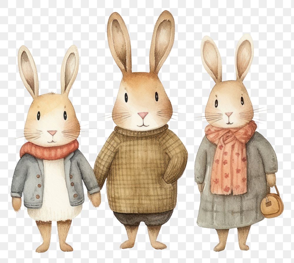 PNG Rabbit family animal cartoon mammal. AI generated Image by rawpixel.
