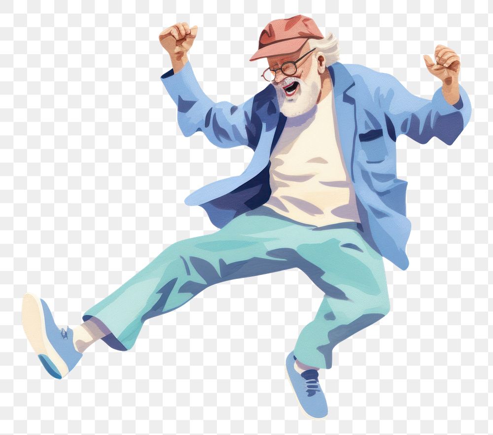 PNG  Old man dance adult white background relaxation. AI generated Image by rawpixel.