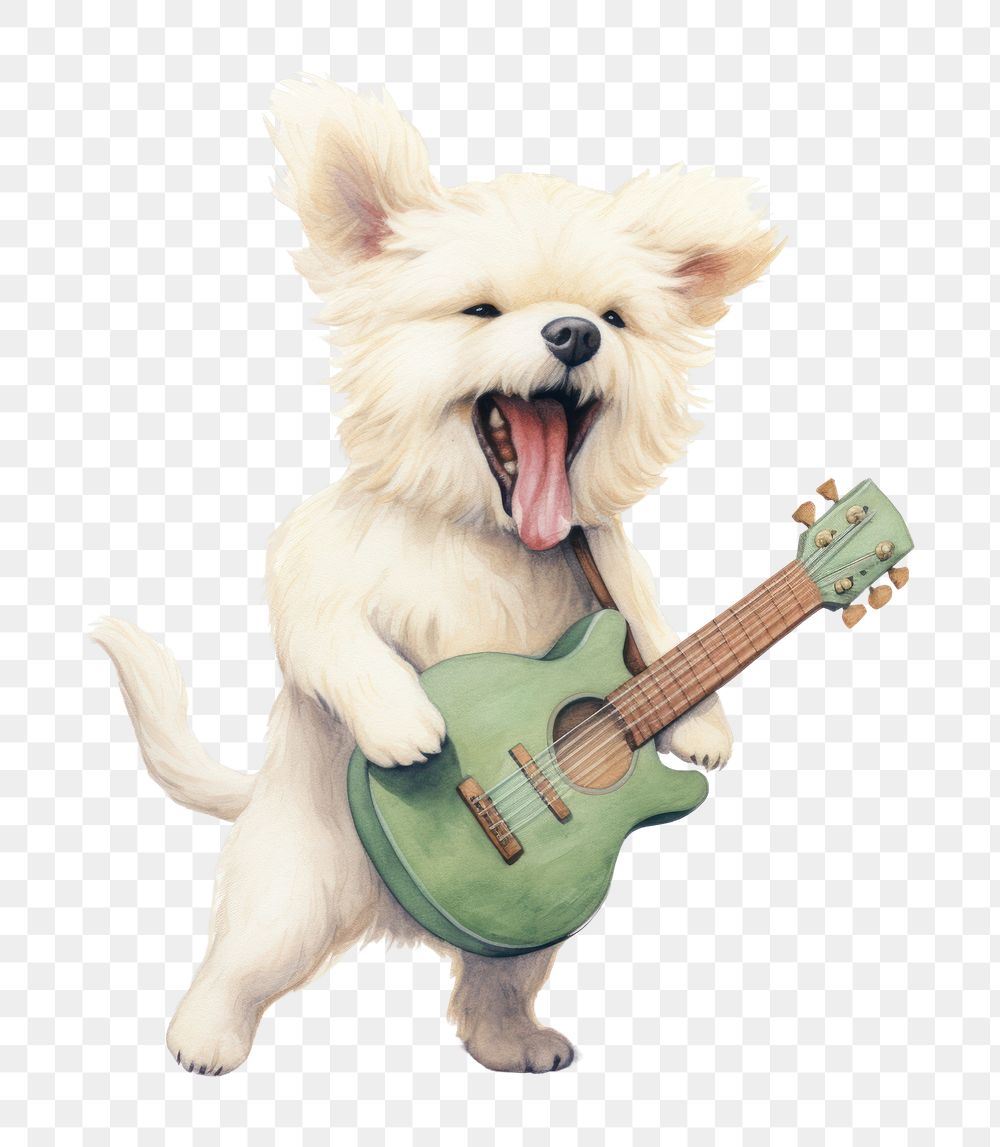 PNG Young dog playing guitar mammal cute pet. 