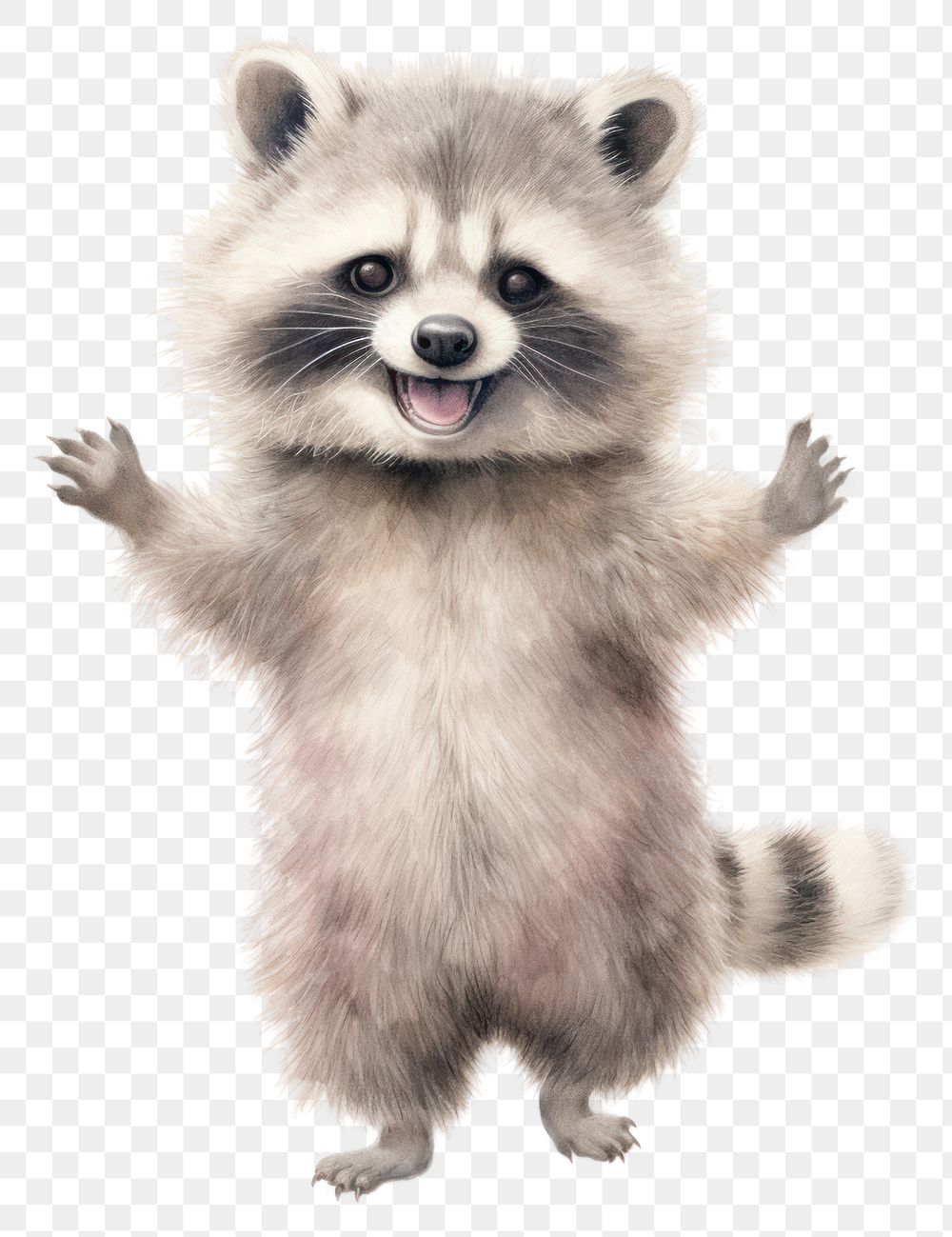 PNG  Racoon raccoon drawing mammal. AI generated Image by rawpixel.