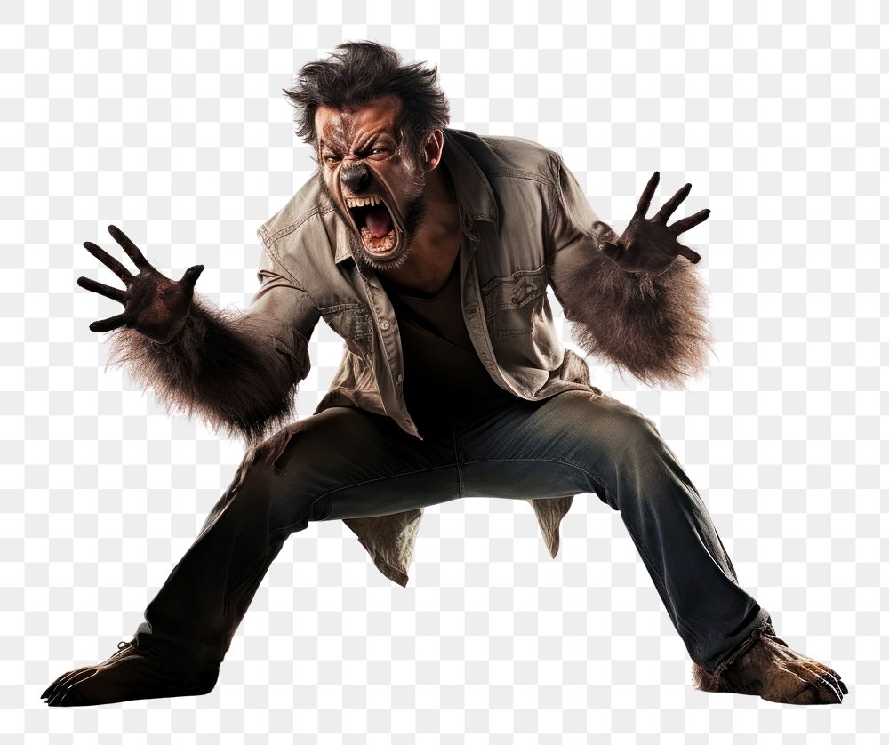 PNG Werewolf portrait shouting mammal. AI generated Image by rawpixel.