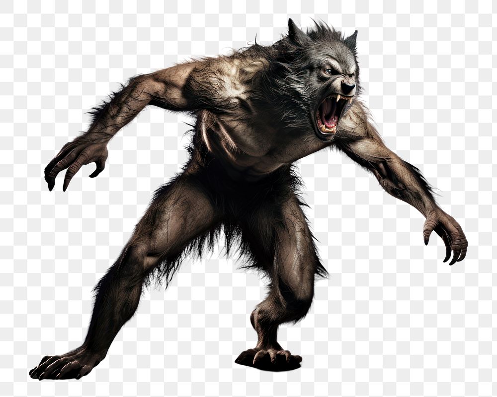 PNG Werewolf mammal animal white background. AI generated Image by rawpixel.