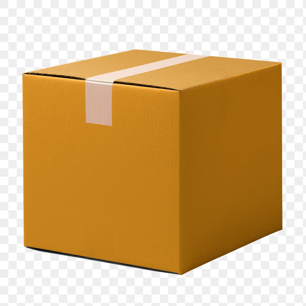 Cardboard box png, packaging design, transparent background