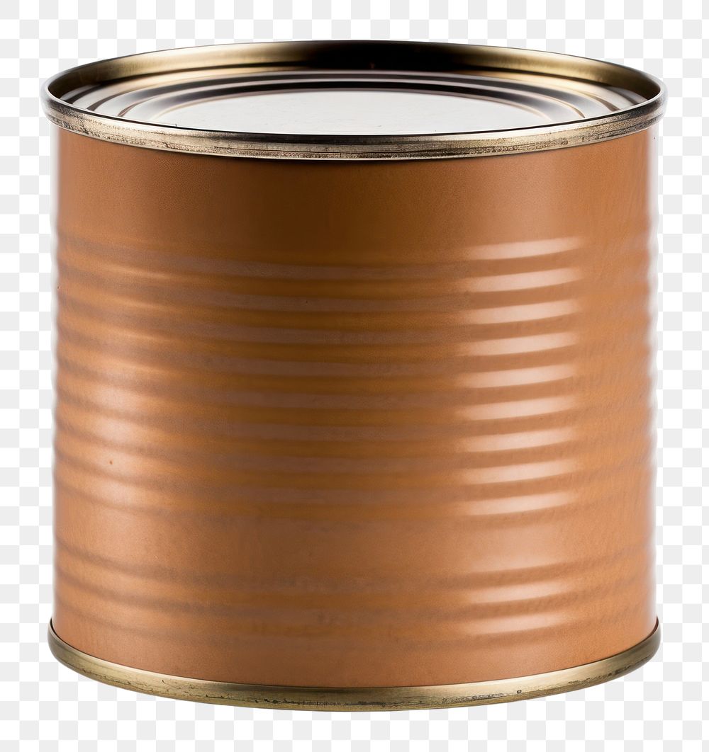 PNG  Brown tin white background container. AI generated Image by rawpixel.