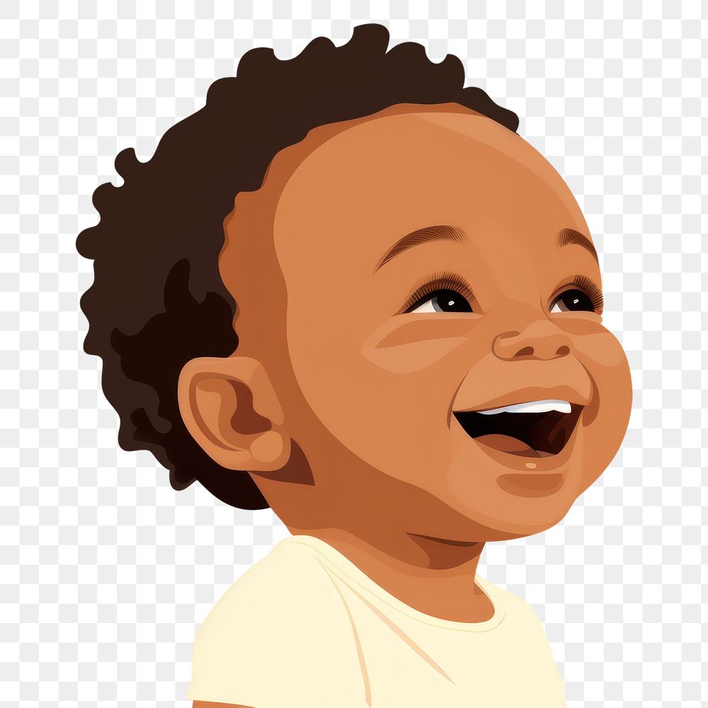 PNG African american baby laughing portrait smiling. AI generated Image by rawpixel.