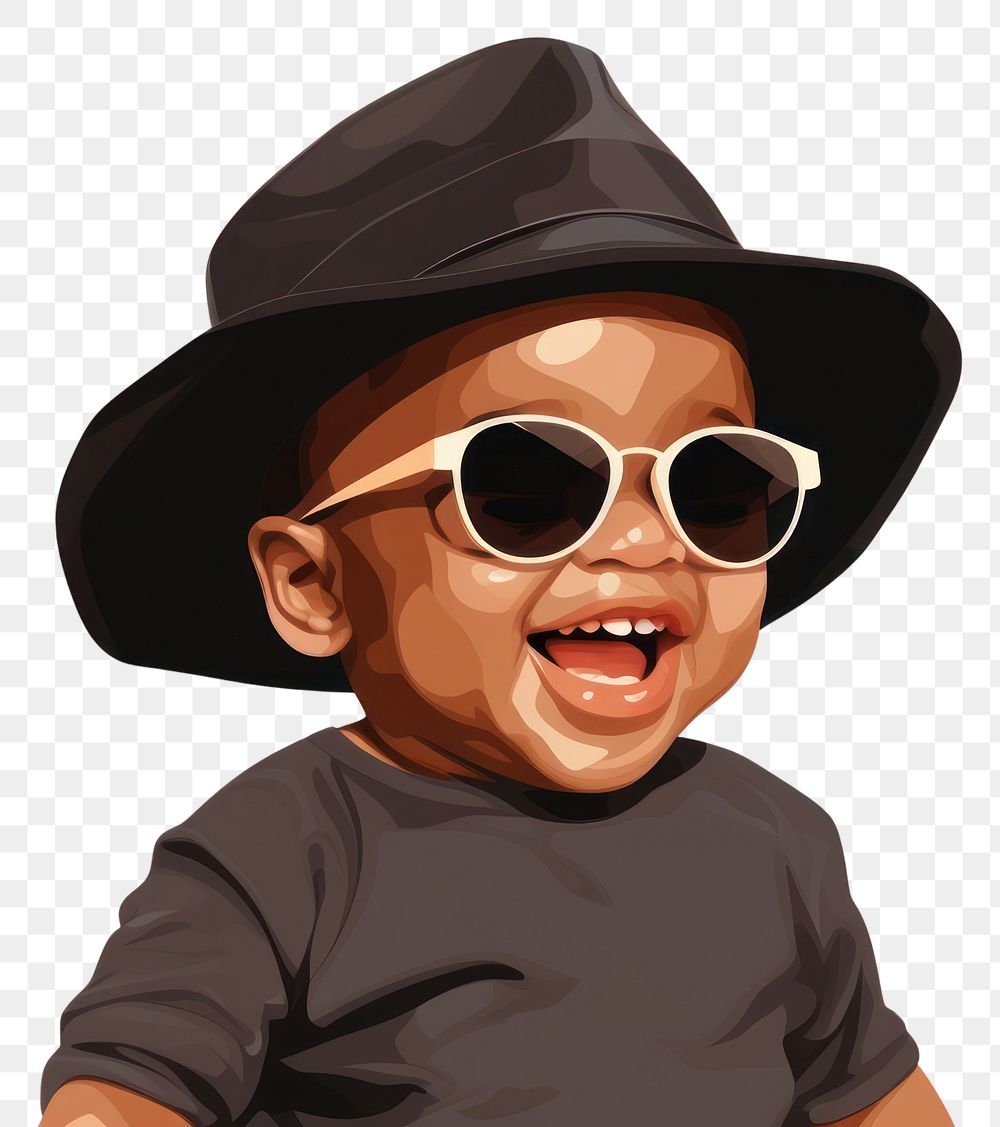 PNG African american baby sunglasses portrait smiling. AI generated Image by rawpixel.