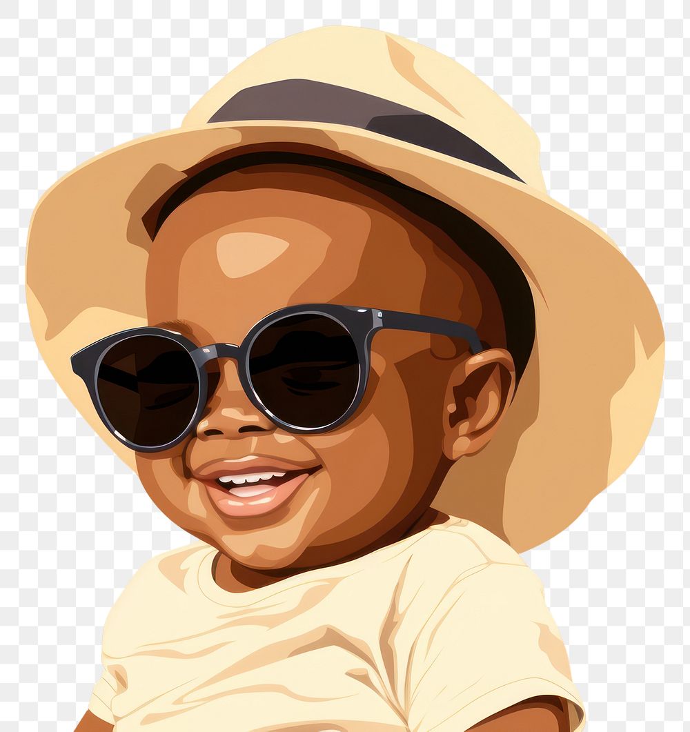 PNG African american baby sunglasses portrait smiling. 