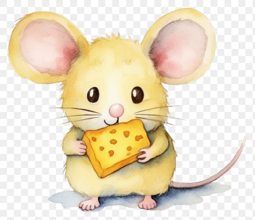 PNG Mouse eating a cheese animal cartoon rodent. AI generated Image by rawpixel.