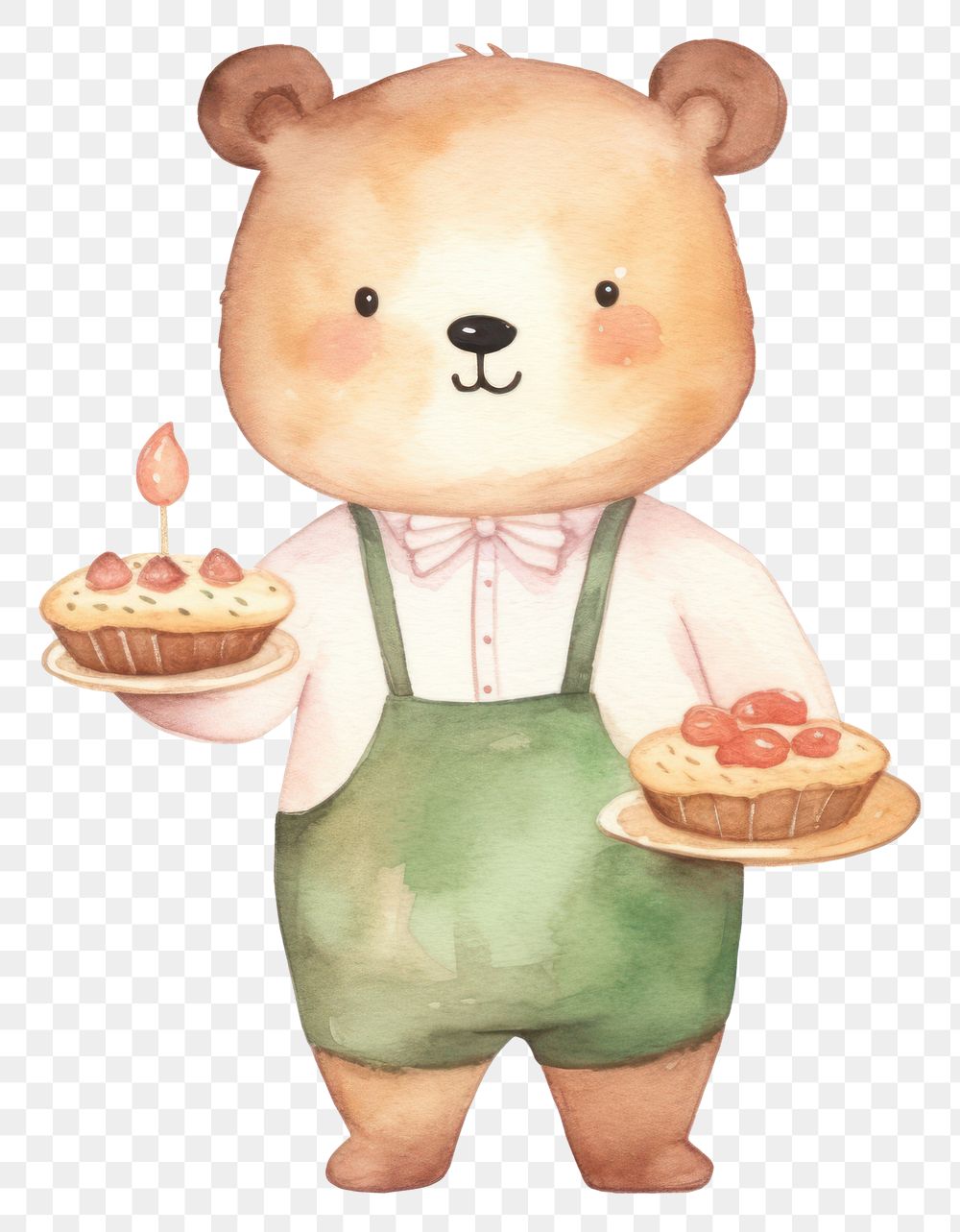 PNG Bear waiter holding cartoon food. AI generated Image by rawpixel.